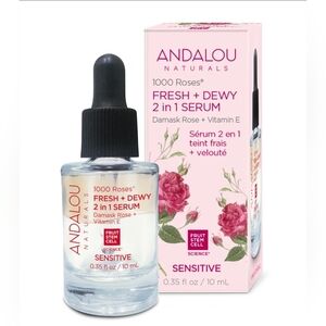 🍒 5/$20 new Andalou Naturals 1000 Roses Fresh Dewy 2in1 Serum Natural Skincare